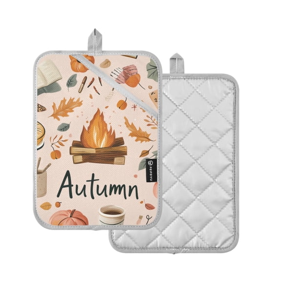 Yayeee Pot Holders Kitchen Heat Resistant with Pocket 7"x9.8" Cotton Oven Cooking Hot Pads, Campfire Pattern