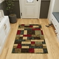 thumbnail image 2 of Ottomanson Boxes Area Rug 3'3" x 5' - Non Slip Low Pile Carpet, Multicolor, 2 of 11