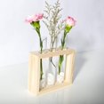thumbnail image 5 of Estación de macetero de vidrio para propagación de plantas para colgar en la pared, 3 tubos con soporte de madera, florero de escritorio, color beige, 5 of 5