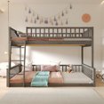thumbnail image 5 of Harper & Bright Designs Full XL Over Queen Bunk Bed, Detachable Bunk Beds, Wood Bunk Bed Frame with Ladder and Guardrails, Gray, 5 of 12