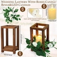 thumbnail image 2 of 6 Pcs Wooden Lantern Centerpiece Set with Eucalyptus Wreaths & LED Flameless Candles for Wedding, 2 of 6