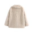 thumbnail image 3 of Women's Faux Fur Coat Faux Fur Jacket Long Sleeve Lapel Furry Winter Jackets Parka Short Coat Beige M, 3 of 5