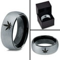 thumbnail image 4 of Tungsten Marijuana Weed Cannabis Leaf Band Ring 8mm Men Women Comfort Fit Black Dome Brushed Gray Polished, 4 of 4