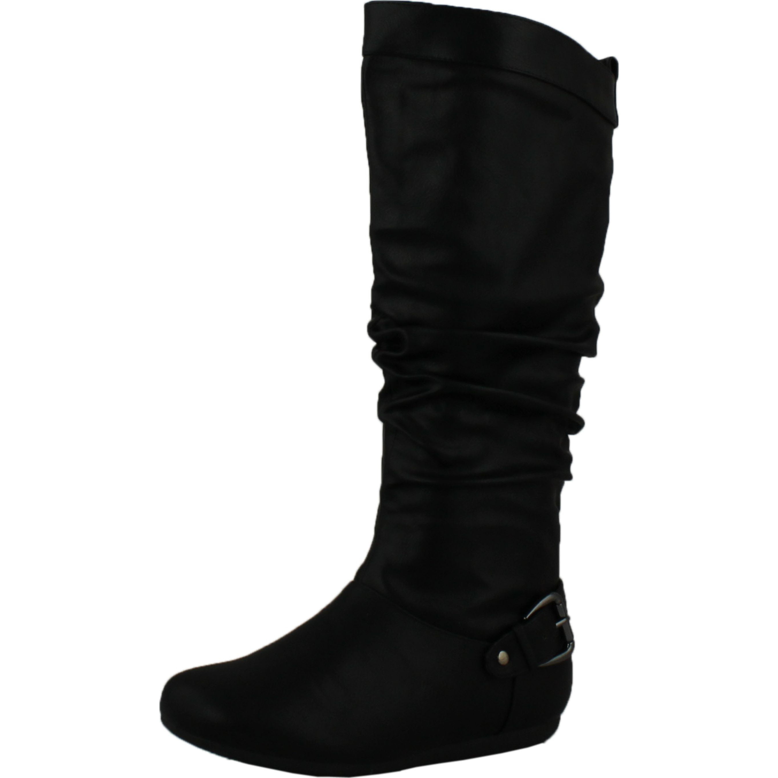Top Moda Womens Local-61 Knee High Buckle Slouched Boots