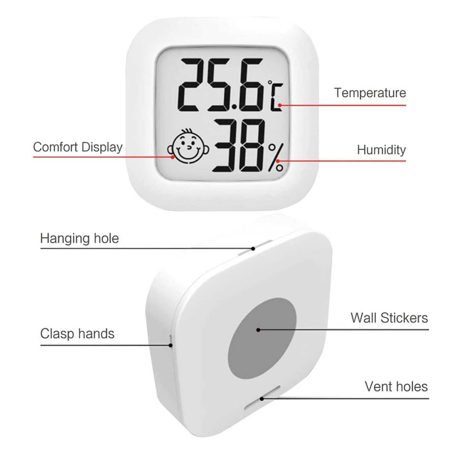 LCD Electronic Digital Temperature Humidity Meter Thermometer Hygrometer Weather Station Clock ,Compact & Portable