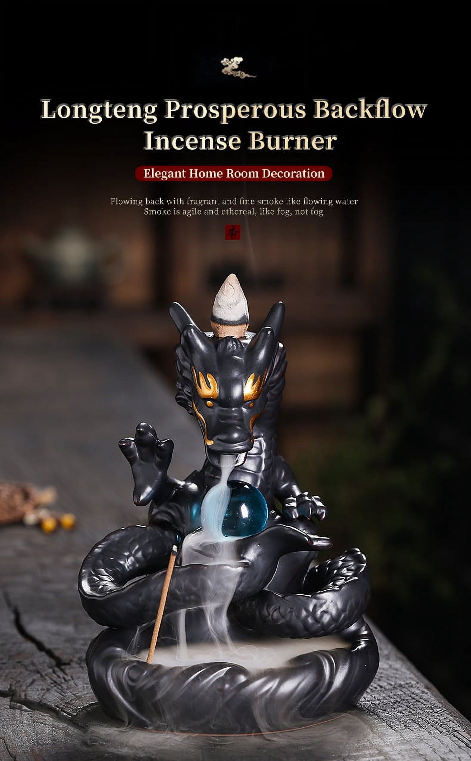 Ceramic Backflow Incense Burner Creative Chinese Dragon Smoke Waterfall Reflow Incense Holder Handicraft Home Decorations