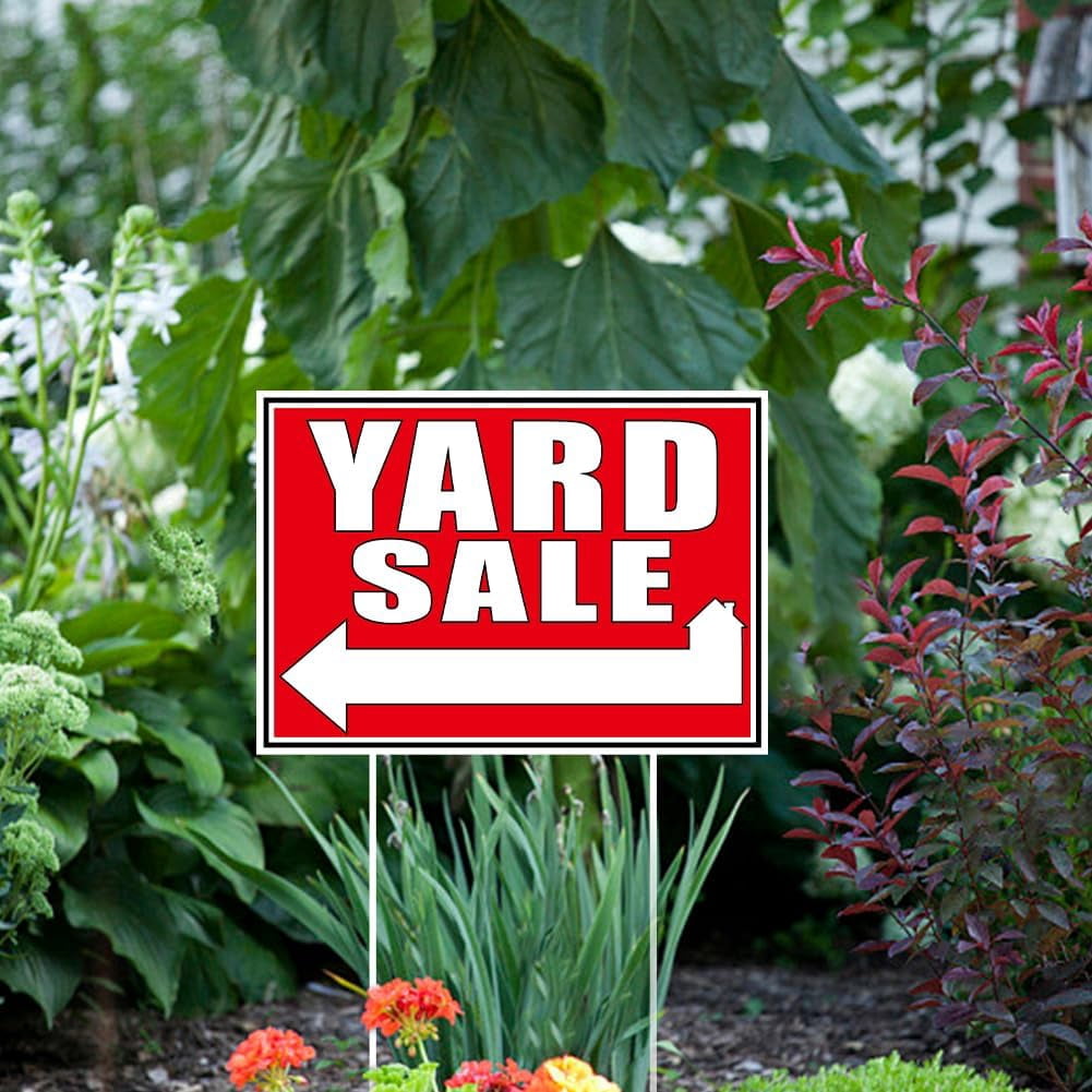 1set 9Pcs Yard Sale Yard Sign with 18 Stakes Courtyard Auction Lawn Decorations Courtyard Sale Waterproof Sign Yard Outdoor Red and White Lawn Decorative Sign for Garden Lawn Decoration Colorful