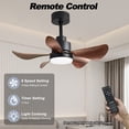 thumbnail image 3 of Noaman 28 Inch Ceiling Fan with Lights Remote Control, Low Profile Flush Mount, 5 Reversible Blades, 6 Speeds & 3 Color Temperatures, Black+Brown for Bedroom Kitchen, 3 of 7