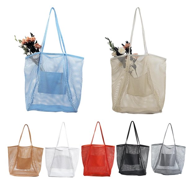 Beach Mesh Bag Large Beach Bag Pool Bags Mesh Tote Bag for Beach