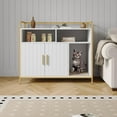 thumbnail image 1 of GloryStar Hidden Cat Litter Box Enclosure, Double Door Pet House Washroom with Two Storage Compartments, Scratching Mat, and Robust Metal Frame Entry, 1 of 8