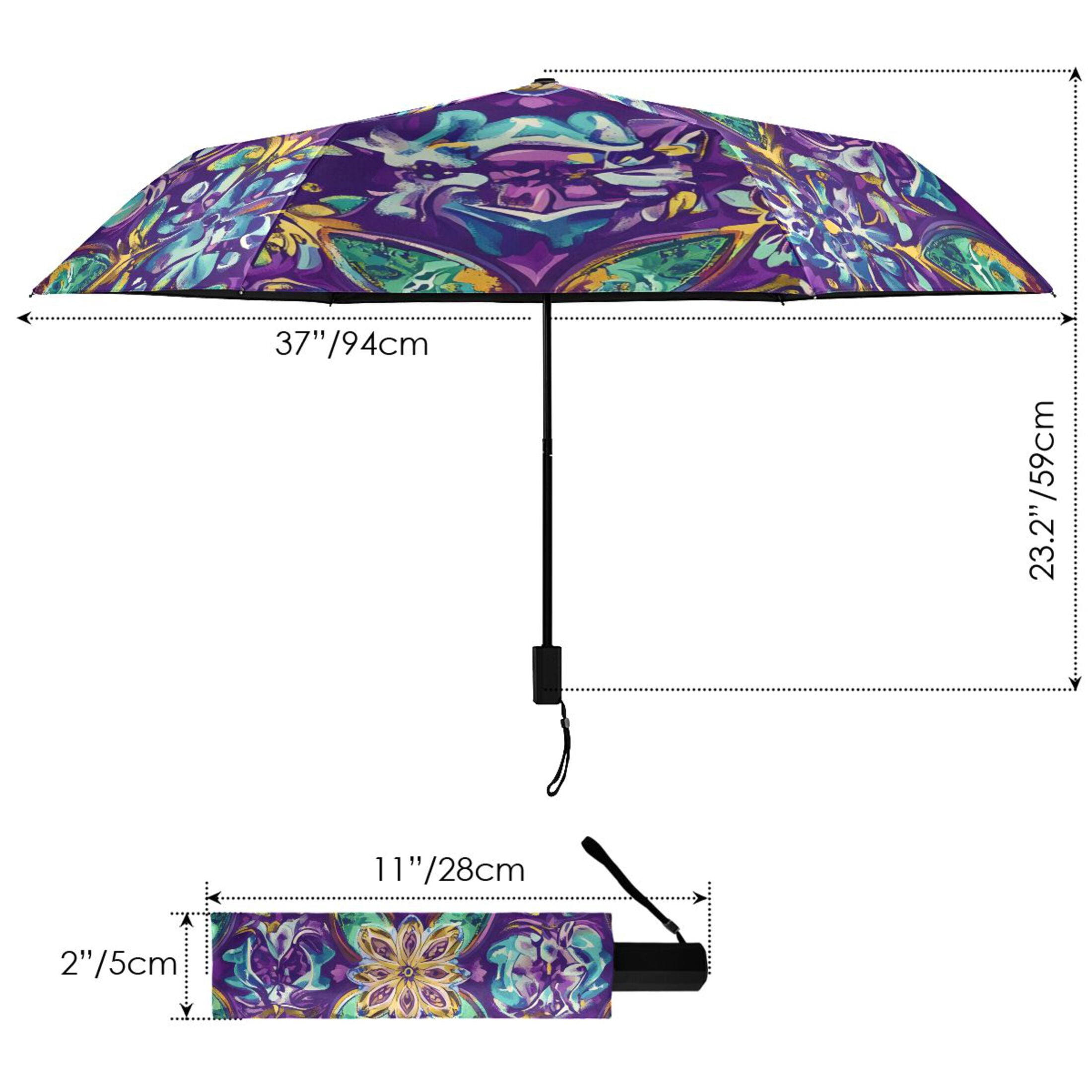 ALAZA Mandala Ethnic Print UPF 50+ Compact Folding Umbrella for Rain Travel Umbrella Packable