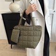 thumbnail image 3 of Bolso de mano acolchado para mujer Bolso de hombro de invierno con monedero Bolso hobo con cremallera (verde), 3 of 5