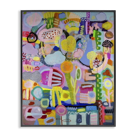Stupell Industries Bohemian Big Happy Whimsical Collage Black Framed Giclee Art, 11 x 14, by Mary Robertson