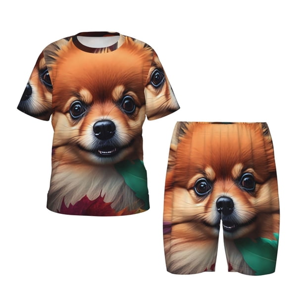 Fotbe Colorful Leaf Chihuahua Pijama Estampada de 2 Piezas para Niños – Ropa de Dormir de Manga Corta Cómoda para Niños y Niñas, Camiseta y Shorts de Algodón-3X-Large