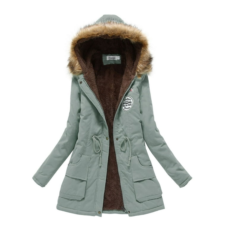 Women's Warm Thickened Overcoat Warm Trendy Winter Fleece Fashion Lined  Hooded Snow Coat Jacket Sk8 Zip : : Clothing, Shoes & Accessories