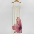 thumbnail image 5 of Pink Hibiscus Soft Gentle Bloom Sleeveless Suspender Dress Summer Fashion Casual Long Dress, 5 of 9