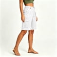 thumbnail image 4 of YTCAMLO Cotton Linen Bermuda Shorts for Women Casual Loose Fit Ruched Summer Beach Shorts with Pockets Drawstring Cargo Shorts, 4 of 7