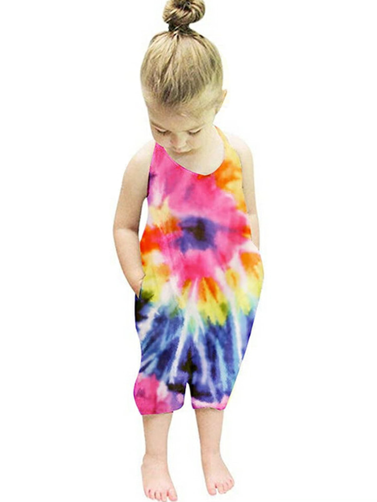 Baby Girls Tie-Dyed Jumpsuits Toddler long sleeve Romper Newborn Ruffled Clothes 