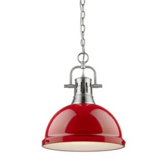 1 Light Chain Pendant in Classic Style 16.88 inches High By 14 inches Wide-Pewter Finish-Red Shade Color Bailey Street Home 170-Bel-4159579