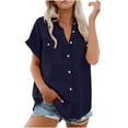 thumbnail image 2 of QIPOPIQ Womens Short Sleeve Shirts V Neck Collared Button Down Shirt Tops with Pockets Clearance, 2 of 10