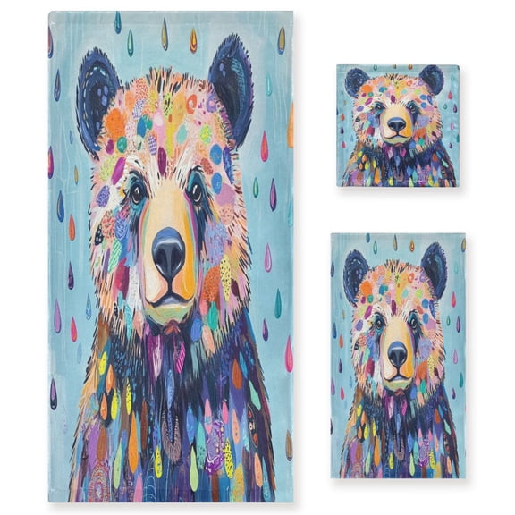 Three-Piece Towel Set Face Towel Towel Set Hand Towel Bath Towel Cotton Bath Towels Bath Towel Sets Hand Bath Towels Raindrop Bear