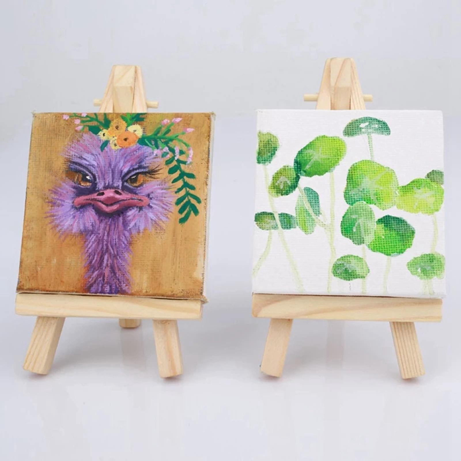 GUOOL 2x 10Pack Small Tabletop Display Stand Artist Easel - Wood Tripod, Kids Painting Party Desktop Easel - Portable Canvas Photo Picture Sign Hold
