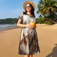 thumbnail image 4 of Lsque Cow With Butterflies Print Women's Casual Dress T-Shirt Summer Short Sleeve Scoop Neck Swing Dresses, 4 of 6