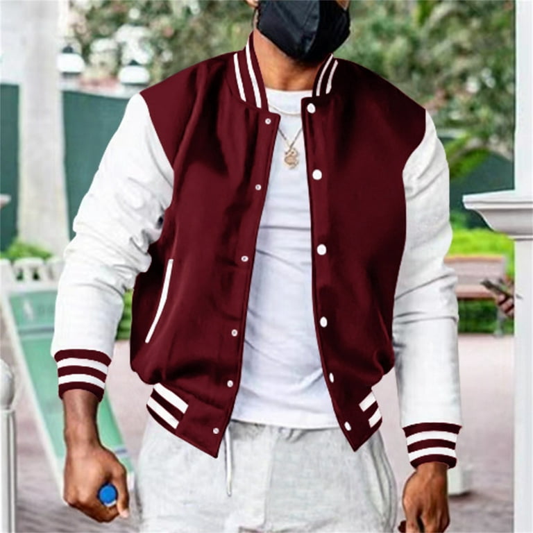 WUWUQF Varsity Jacket Men, Men's Varsity Baseball Jacket