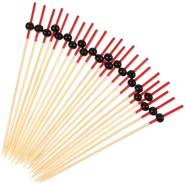 paquete de palillos de bambú desechables para cóctel, ideales para fiestas, banquetes, aperitivos y frutas (aproximadamente 100 unidades).