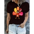 thumbnail image 1 of Camiseta de verano para mujer Suave elegante con Cuello redondoCreative Math Turkey Pattern Printed Women'S Trendy Round Neck Short Sleeve, Simple Casual Sports T-Shirt, Comfortable Summer Top for H, 1 of 6