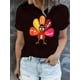 thumbnail image 1 of Camiseta de verano para mujer Suave elegante con Cuello redondoCreative Math Turkey Pattern Printed Women'S Trendy Round Neck Short Sleeve, Simple Casual Sports T-Shirt, Comfortable Summer Top for H, 1 of 6