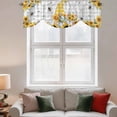 thumbnail image 2 of Gnomes Tie Up Valance Curtains for Windows, Kitchen Curtains Window Treatments, Vintage Yellow Sunflower Summer Bee Grey Plaid Short Window Shades Valances for Bedroom Bathroom Cafe 42"x12", 2 of 8