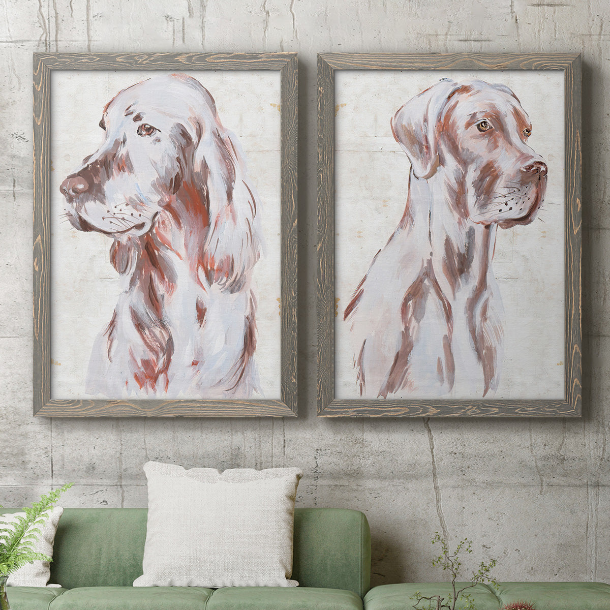 Sitting Dog III - Premium Framed Canvas 2 Piece Set - Ready to Hang