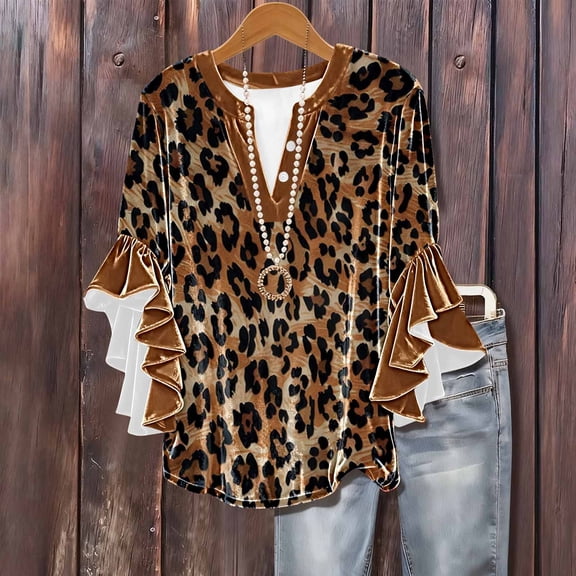 Wowcloth Womens V-Neck Blouse, Lace Detail 3/4 Sleeve with Buttons, Casual Floral Print Fashion Top for Daily Wear