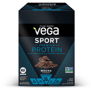 (2 pack) Vega Sport Premium Plant Protein Powder, Mocha, 30g Protein, 12 Ct