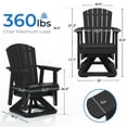 thumbnail image 2 of SERWALL HDPE Swivel Glider Chair Set of 2, Outdoor Swiveling Gliding Chair for Porch, Black, 2 of 6