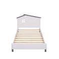 thumbnail image 6 of MODERNLUXE Twin Size Platform Bed,Wooden Bed Frame with House-Shaped Headboard for Home,White, 6 of 7