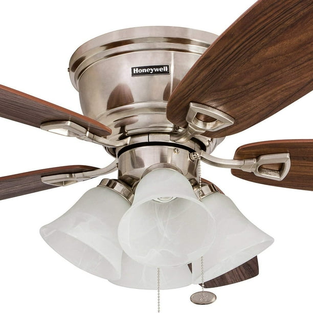 Honeywell 50182 Quick 2 Hang Hugger Ceiling Fan 52 Dimmable Led White Swirled Marble Fixtures Easy Installation Cimmeron Walnut Blades Brushed Nickel Com - How To Install Honeywell Dimmable 4 Ceiling Wall Led Light