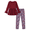 Dark Red Floral, variant on Girls 2 Piece Clothing Set Floral Ruffle Hem Bell Sleeve Top and Leggings Fall Winter Outfits