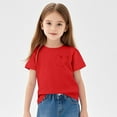 thumbnail image 2 of Zanarzt Little Girls Short Sleeve Shirts Kids Solid Color Tshirts Girls Casual Short Sleeve T Shirt Cute Summer Blouse for Girls Tee Tops Red,4-5 Years, 2 of 9