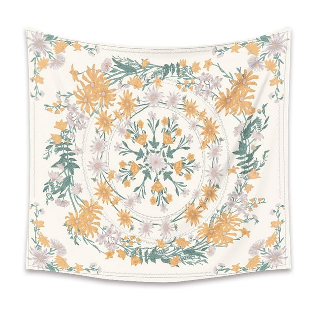 Tapicería de pared con diseño de mandala en microtela, 150 x 130 cm