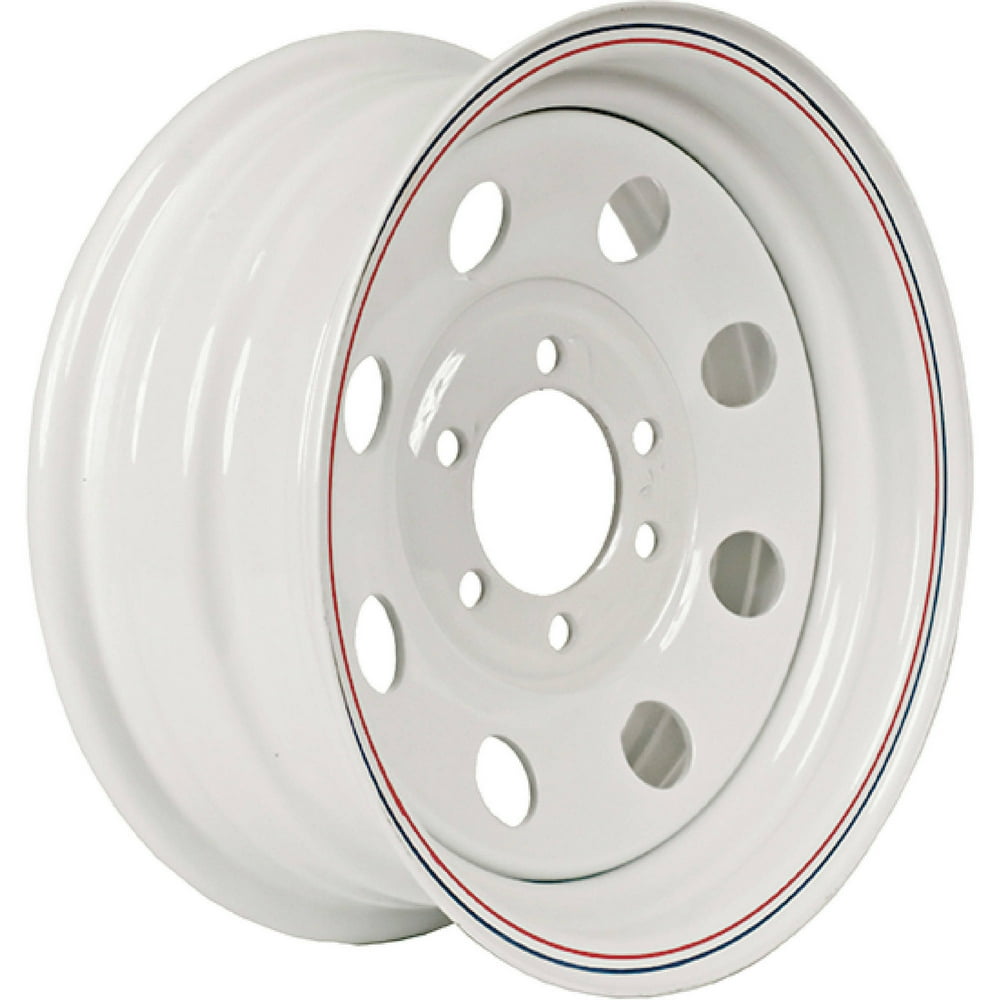 Loadstar Modular Steel Wheel (Rim), White with Stripes