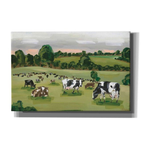 Epic Graffiti 'Abstract Field Of Cows' by Hollihocks Art, Giclee Canvas Wall Art, 60"x40"