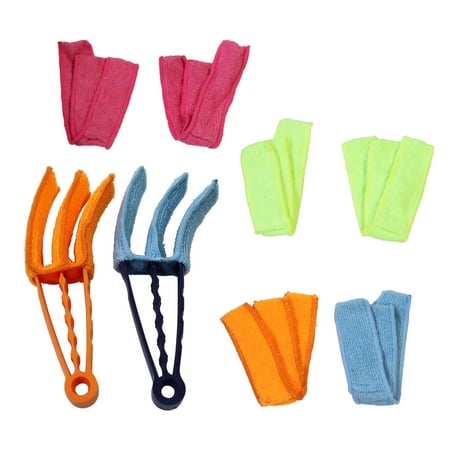 

PreAsion Window Blind Blade Cleaner Dusting Brush with 2 Clips 8 Movable Sleeves Cleaning Tool