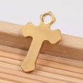 thumbnail image 2 of U8MO 1 Cross Charm Gold Tone Stainless Steel Religious Pendant Christian 15mm, 2 of 2