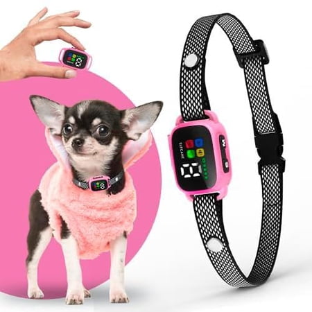 Tiny Bark Collar For Small Dogs 5-15 Lbs And Puppies - No Shock Anti Barking Rechargeable Smart Dog With 7 Sensitivity Levels 3 Beep&vibration Modes (pink)
