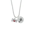 thumbnail image 2 of Delight Jewelry Silvertone Dance Mom with Red Heart Silvertone Script Initial Disc - M - Charm Necklace, 20"+3", 2 of 4