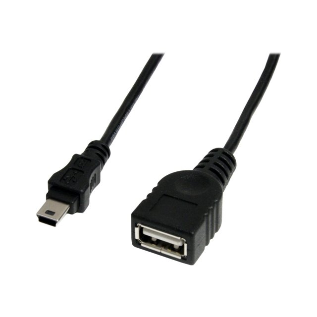 StarTech.com 1 ft Mini USB 2.0 Cable - USB A to Mini B F/M - USB cable - USB (F) to mini-USB Type B (M) - USB 2.0 - 1 ft - black - USBMUSBFM1 - USB cable - USB (F) to mini-USB Type B (M) - USB 2.0 - 1 ft - black