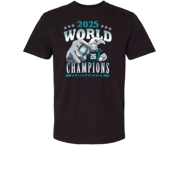 Men's 2025 World Champions Philadelphia T-Shirt, Olive Green Fan Apparel, Short Sleeve Cotton Shirt for All Seasons, Casual Sporty Design with Graphic Print