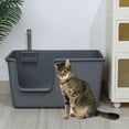 thumbnail image 6 of Ionoloy 2 Pack High Side Plastic Cat Litter Basin, Extra Large Litter Box with Scoop, Grey, 6 of 7
